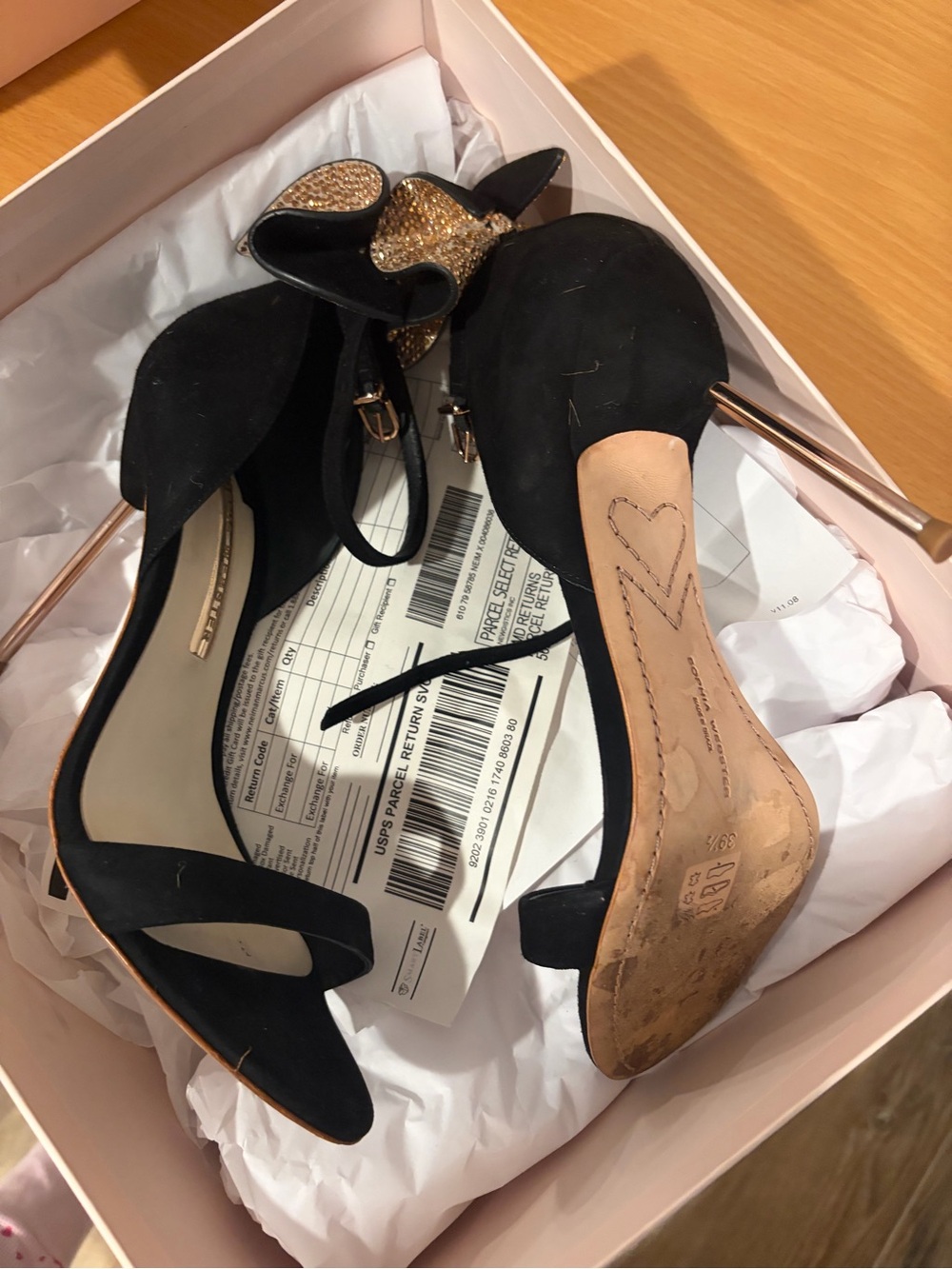 Black Suede Evening Heels with Gold Accent sophia webster